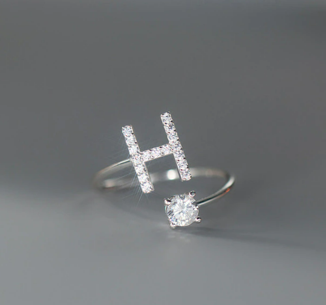 Embellished Initial Ring