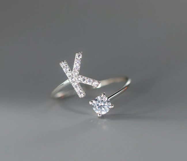 Embellished Initial Ring