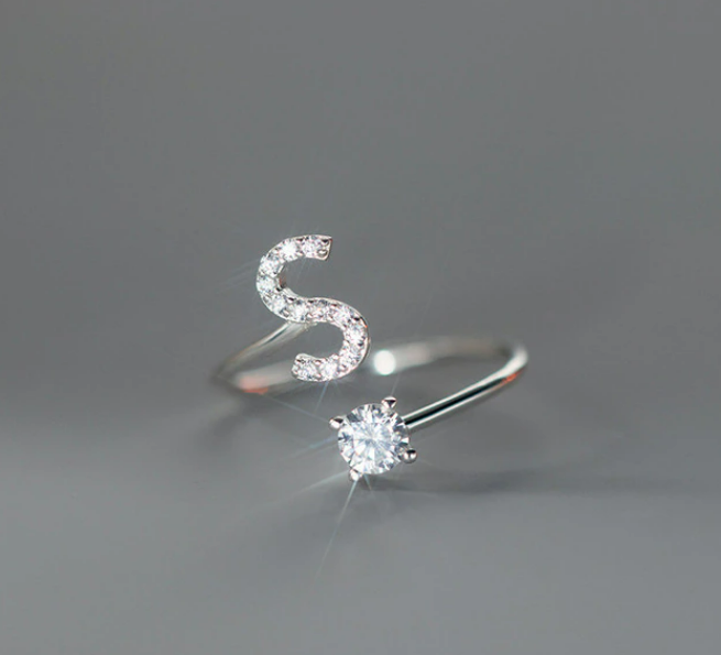 Embellished Initial Ring