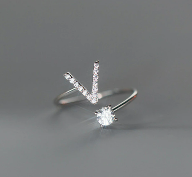 Embellished Initial Ring