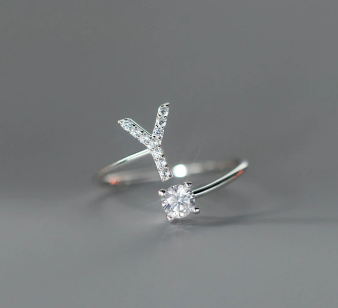 Embellished Initial Ring