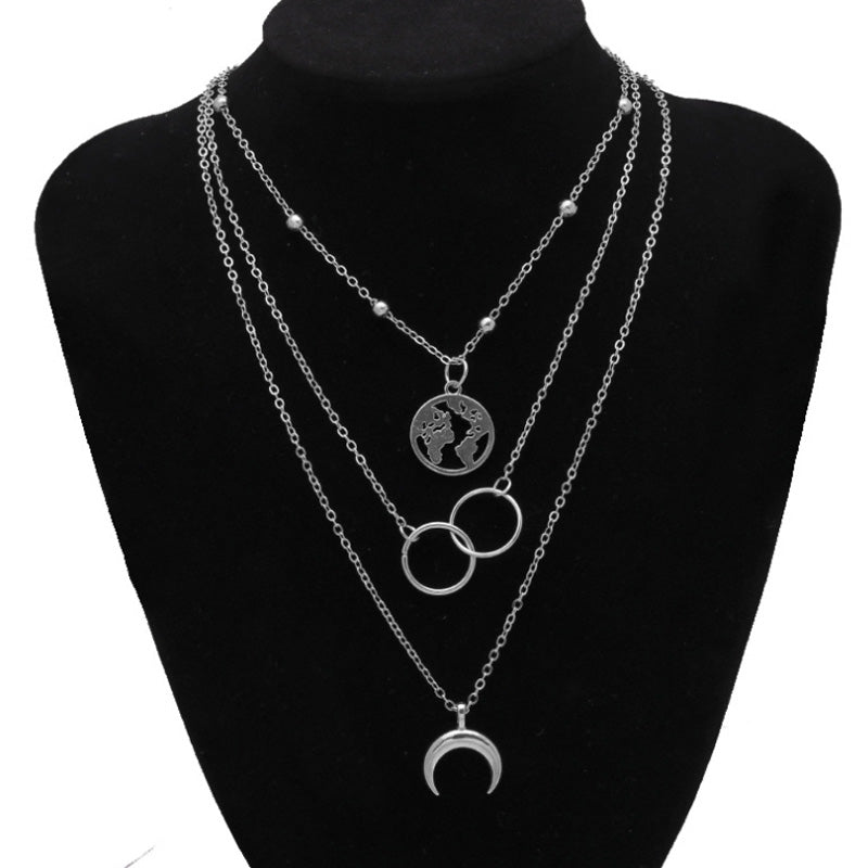 Multilayer earth pendant necklace