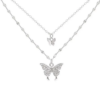 Flashy Double-Layered Butterfly Necklace