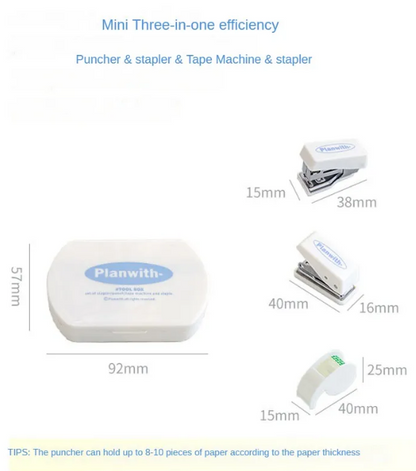 Mini Multitool Stapler Hole Puncher Tape Set