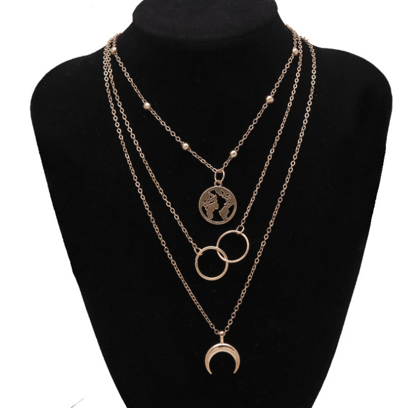 Multilayer earth pendant necklace